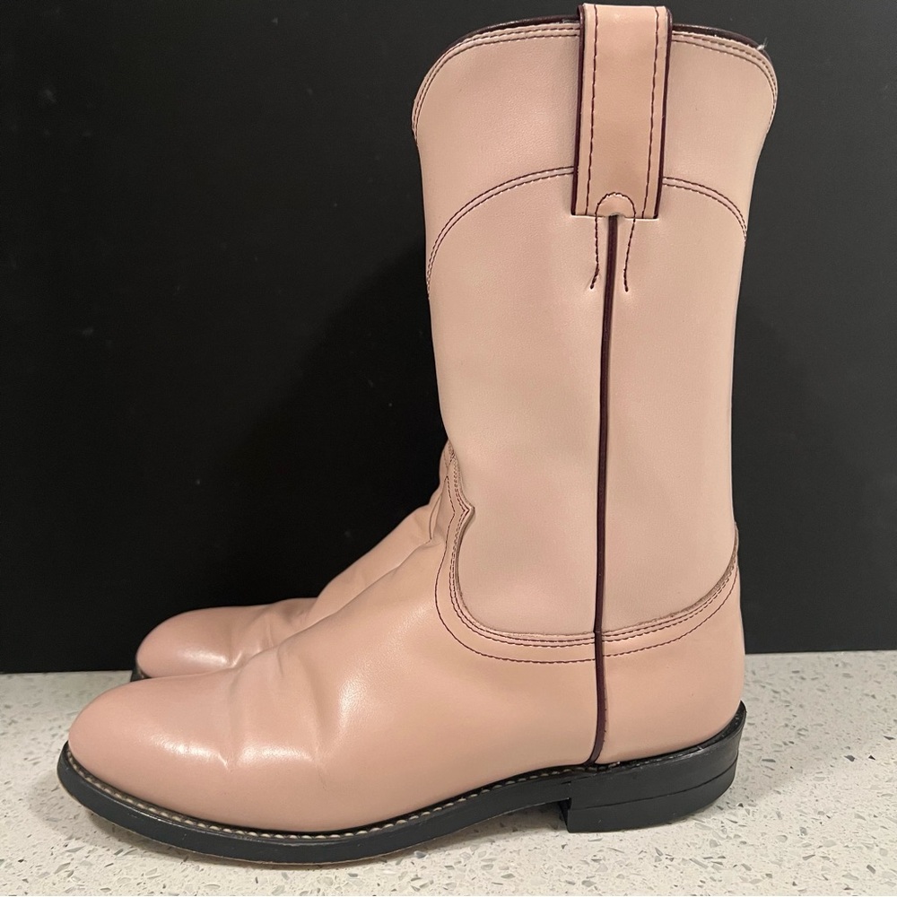 Vintage JUSTIN Diamond J Pearl Leather Roper Cowgirl Cowboy Boots Size 6.5C - Picture 2 of 11